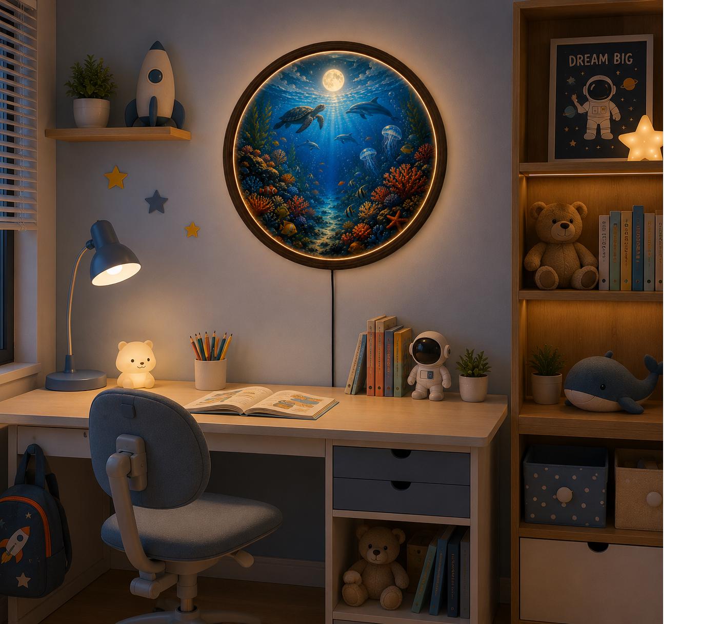 Underwater World Turtle and Dolphin LED Wall Light