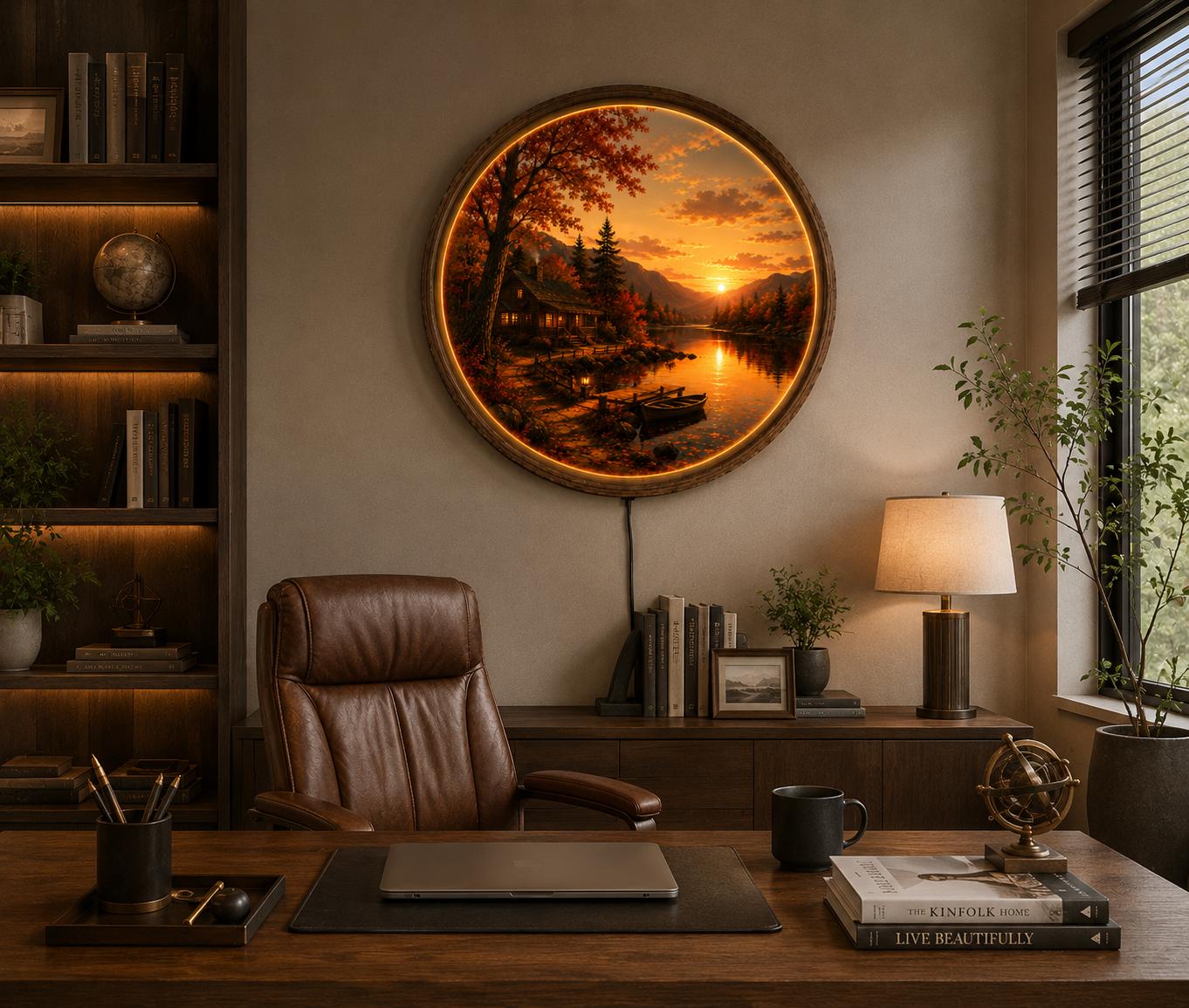 Autumn Lakeside Cottage LED Wall Lamp