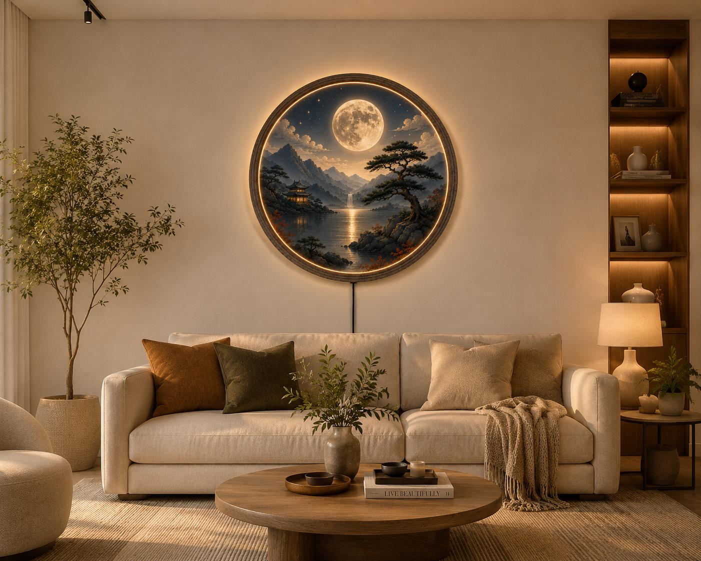 Full Moon Scenic Lake LED Wall Light
